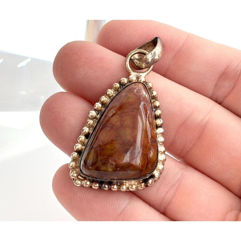 Botswana Agate Triangular Sterling Silver 925 Bea… - image 1